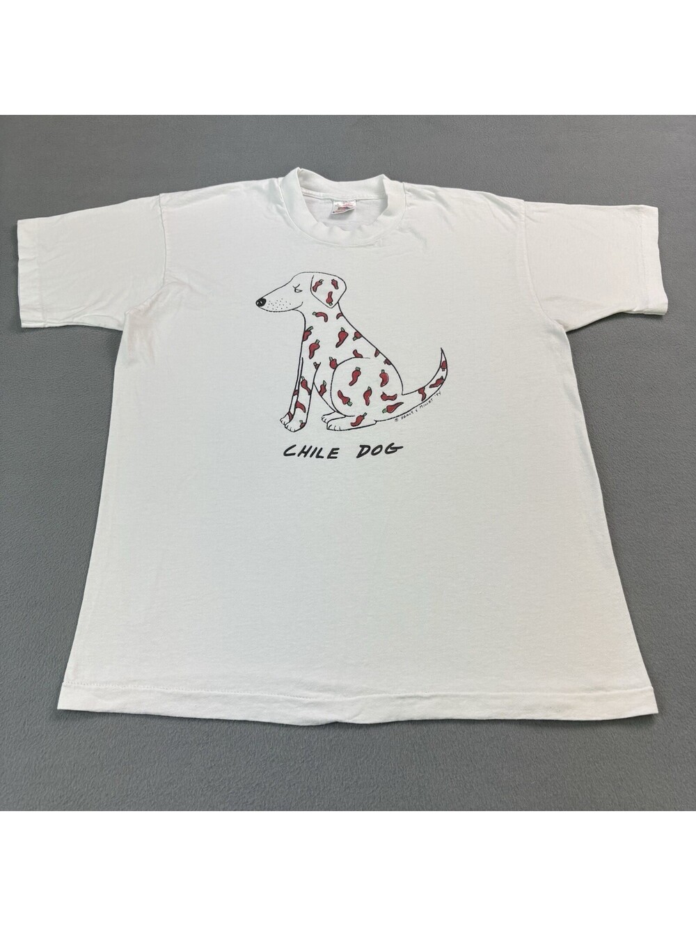 Vintage 90s 1994 Chile Dog Obscure Humor Art Parody T Shirt Size Large White